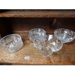 4 cut glass bowls
