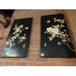 Pair of Ivory inlaid Oriental pictures