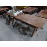 Ant. pitch pine refectory table