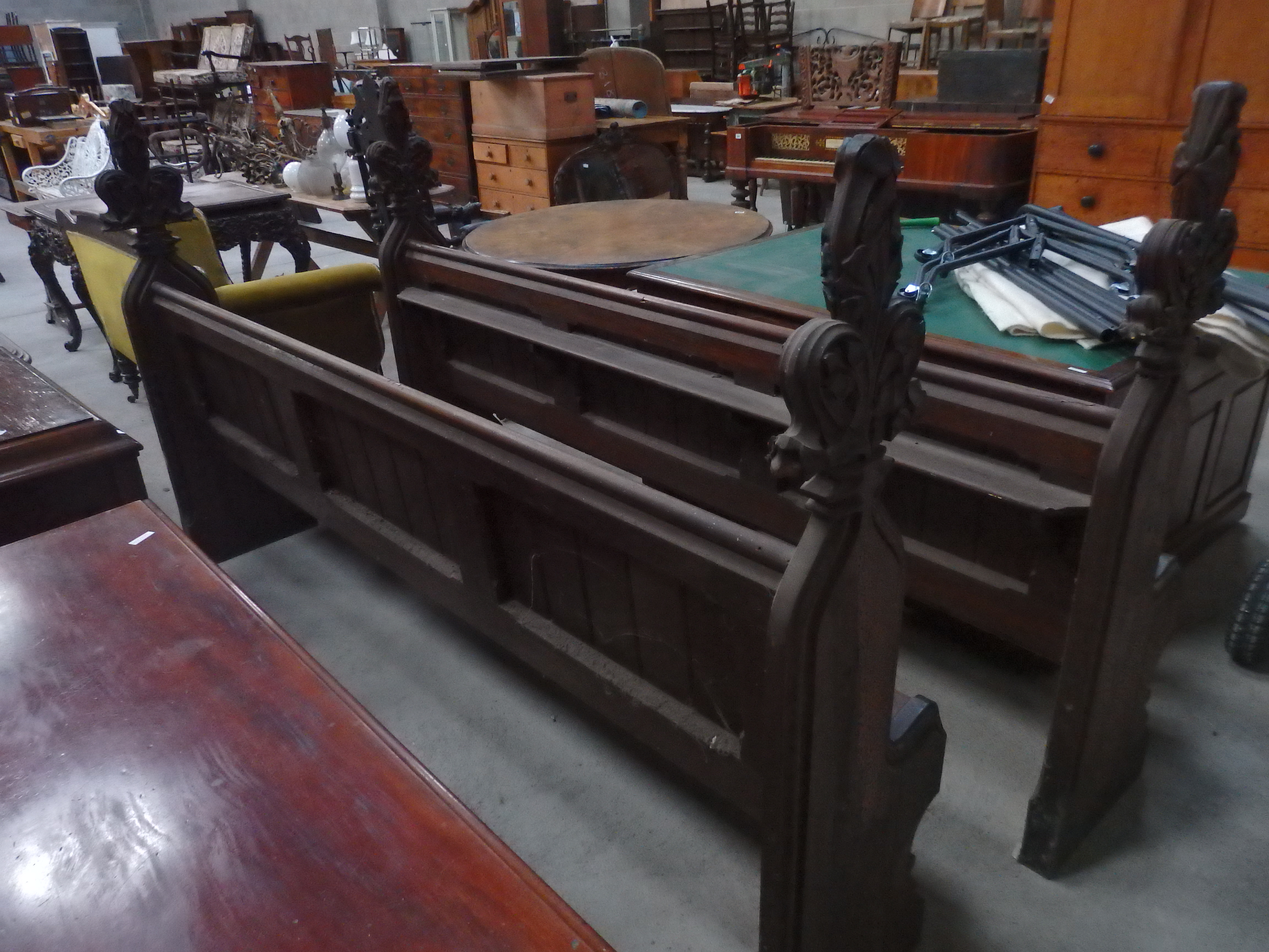 2 x Antique pitch pine pews