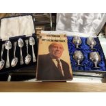 Spoons, goblets and signed Sir Matt Busby book