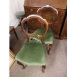 2 Victorian Balloon back dining chairs