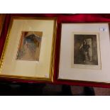 Charles Spencelayh pencil drawing and Fiosole R Goff watercolour