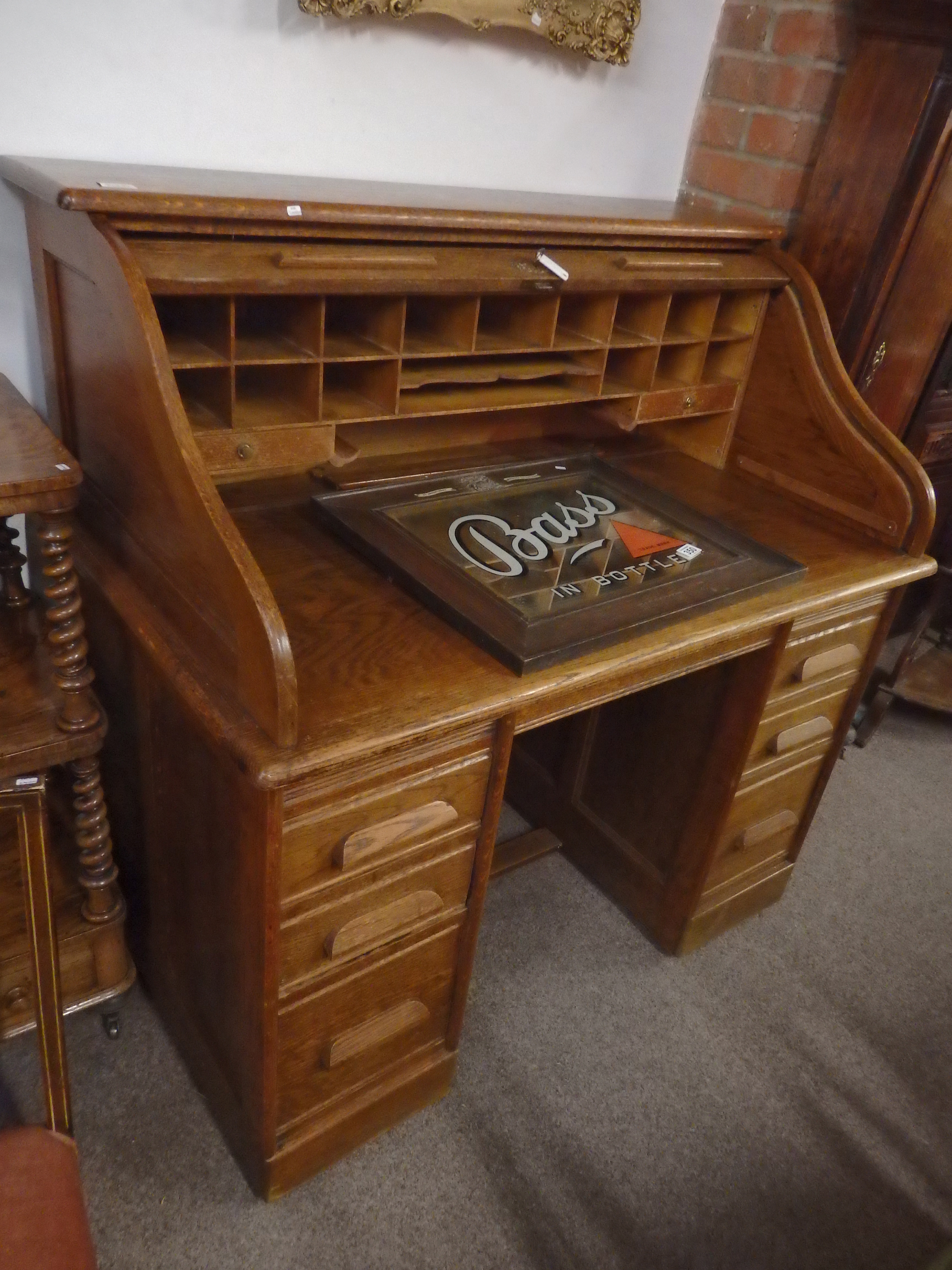 Oak roll top desk