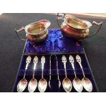 Silver sauce boat and jug 336g and spoons