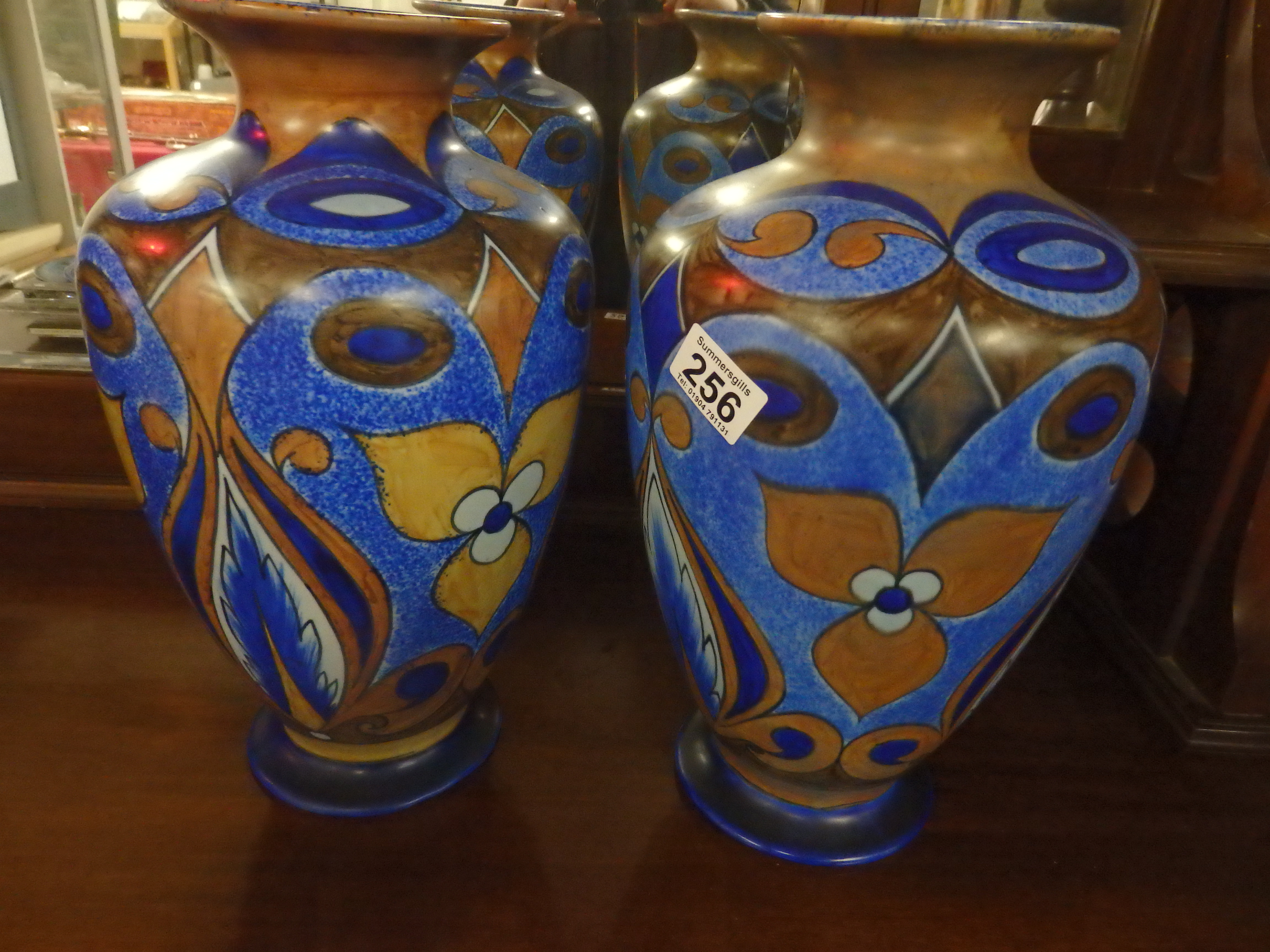 Pair of Chameleon ware vases