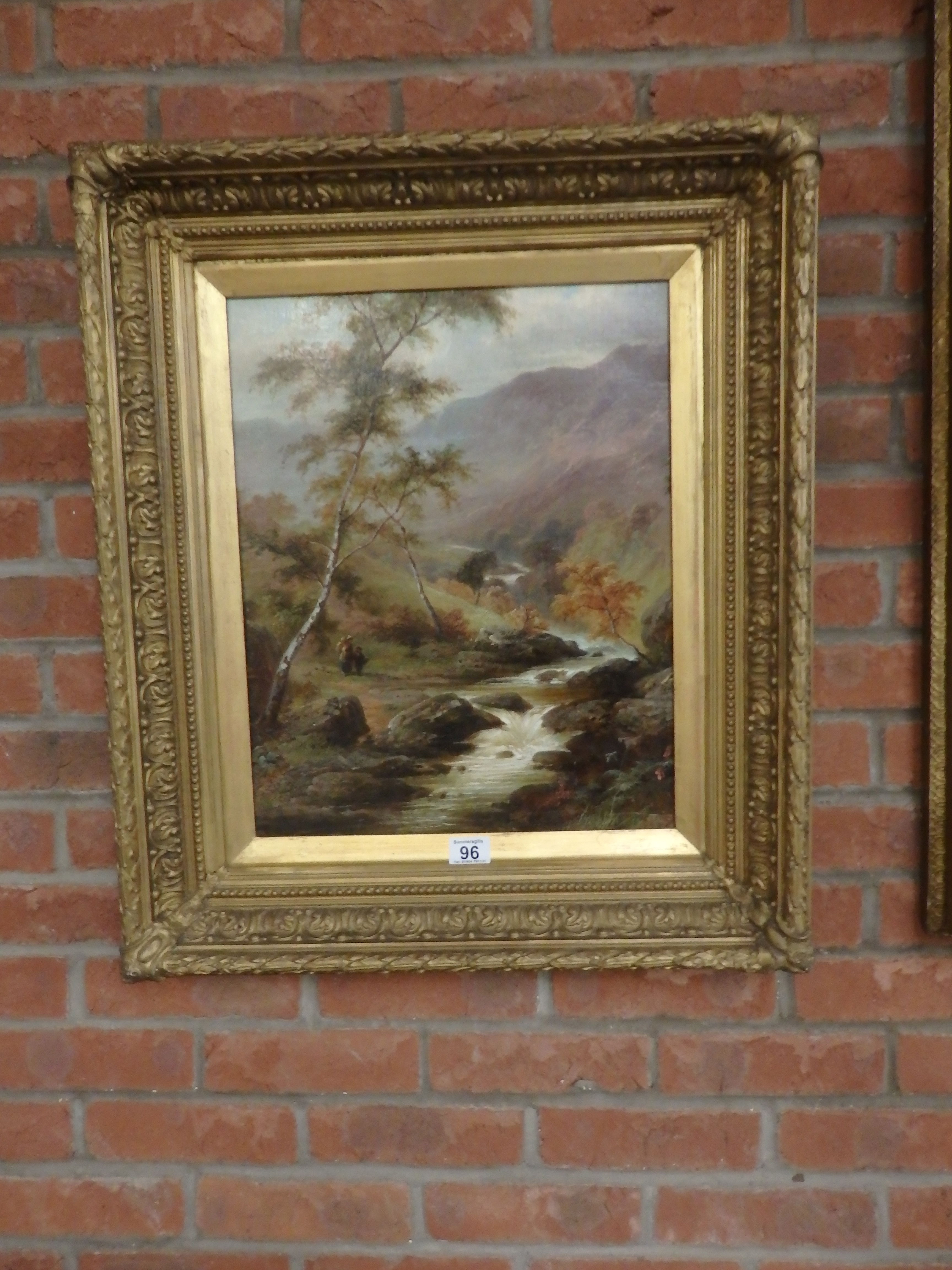 Victorian Oil painting of Mountain scene