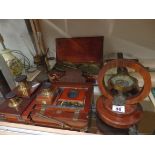 Old cameras, scales, compass etc