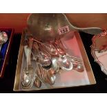 Silver and plated cutlery and mirror approx 136g