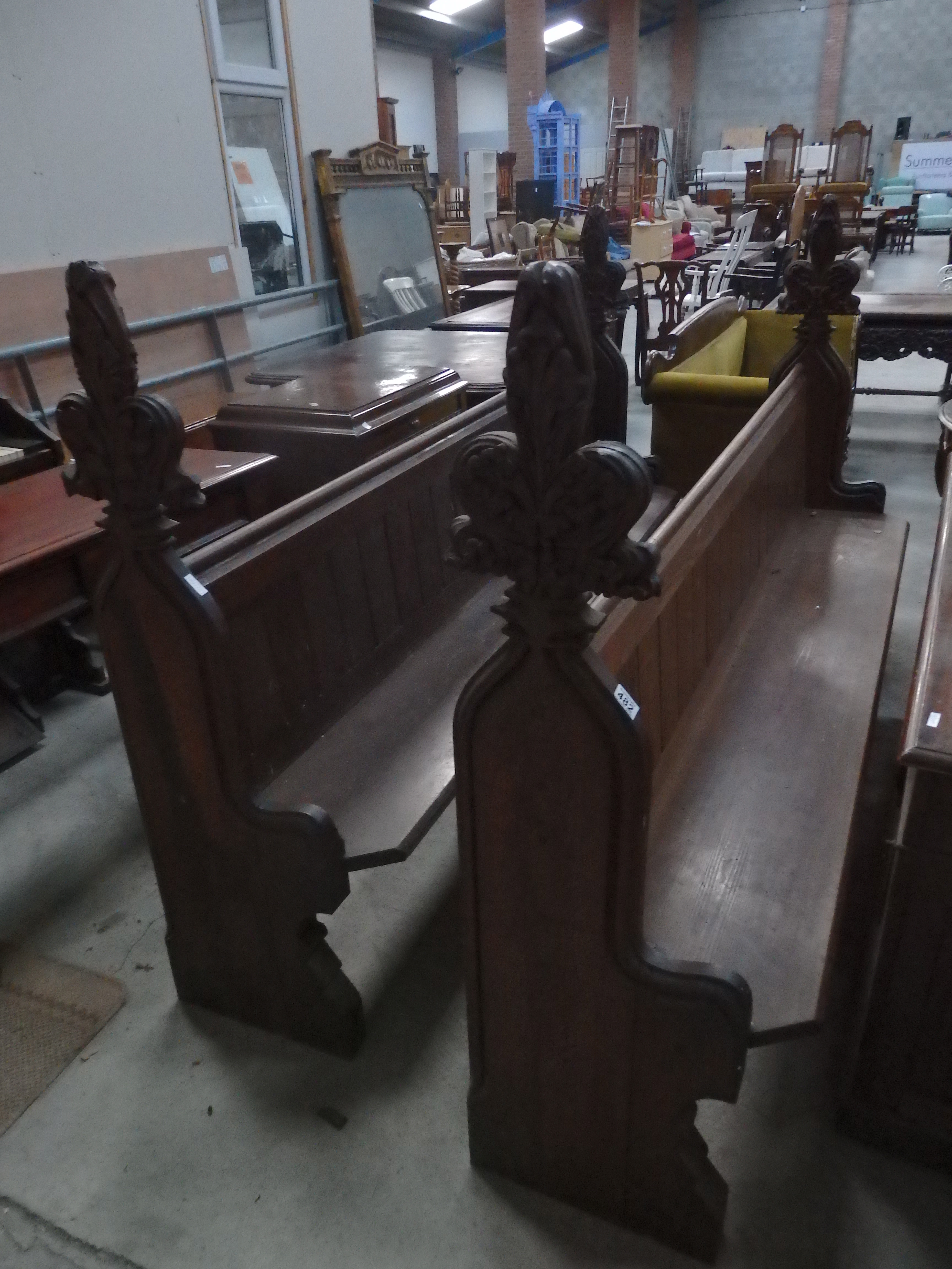 2 x Antique pitch pine pews - Image 2 of 2