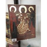 A hand made Icon on wood of a repro. from middle ages. marked TIS ltd.