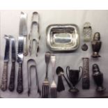 A COLLECTION OF HALLMARKED SILVER ITEMS Including a bread knife, two cheese knives, six pairs of