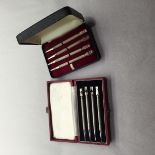 TWO CASED SETS OF FOUR STERLING SILVER BRIDGE PENCILS.