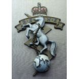 A ROYAL ELECTRICAL MECHANICAL ENGINEERS WALL PLAQUE Having a rampant horse standing on a globe,