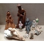 A COLLECTION OF MODERN FIGURES Including German Bisque porcelain ballet dancers, a Chinese boxwood