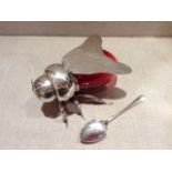 A MID 20TH CENTURY ITALIAN RUBY GLASS AND SILVER PLATED HONEY POT Modelled as a large bumblebee,