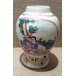 AN 18TH CENTURY CHINESE EXPORT FAMILLE ROSE PORCELAIN VASE Decorated in an European scene of 'Leda