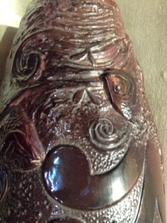 BRETBY POTTERY, A LATE 19TH CENTURY VASE Moulded with fish frolicking in the surf, having an unusual - Image 2 of 3