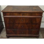 A 19TH CENTURY FRENCH WALNUT CHEST Of four long drawers. (110cm x 96cm x 62cm)