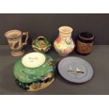 A COLLECTION OF EARLY 20TH CENTURY ART POTTERY ITEMS To include a Della Robbia globular vase, a