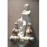 DRESDEN, A PAIR OF LATE 19TH CENTURY DOUBLE GOURD VASES AND COVERS Along with a Parian statue. (