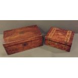 A VICTORIAN MAHOGANY AND BRASS BOUND RECTANGULAR WRITING SLOPE With brass corners, escutcheon and