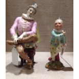 TWO 19TH CENTURY CONTINENTAL FIGURINES To include a gentleman in 17th Century dress and a dancing