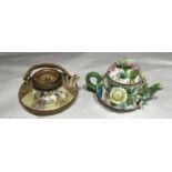 A MEIJI PERIOD SATSUMA MINIATURE TEAPOT Along with a 19th Century Minton teapot, encrusted with