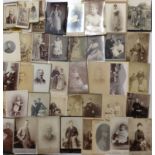 A COLLECTION OF VICTORIAN CABINET CARD PHOTOGRAPHS Albumen images of Victorian characters, including