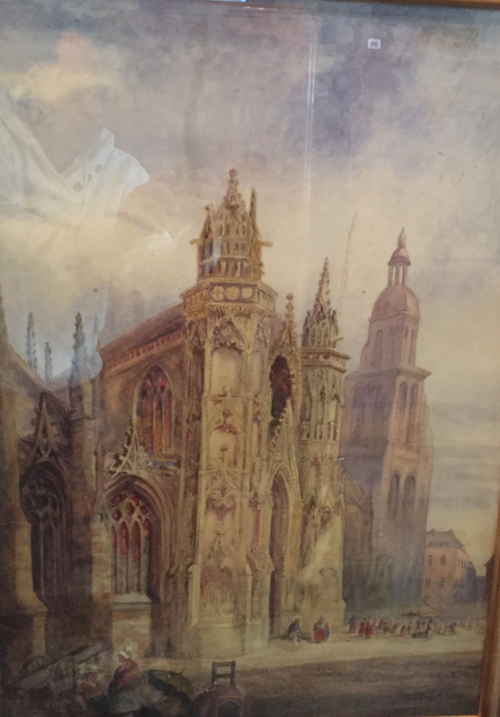 JOHN SKINNER PROUT, BRITISH, 1806 - 1876, WATERCOLOUR Cathedral scene, with figures in the