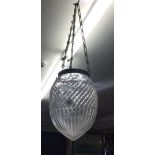 AN EDWARDIAN CUT GLASS LIGHT SHADE In the form of an acorn. (30cm)