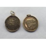 A PAIR OF 9CT GOLD CHARLES AND DIANA COMMEMORATIVE COINS Contained in mounts.