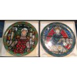 A COLLECTION OF THIRTEEN GLASS PANELS Depicting English church stained glass panels, all boxed