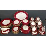 COALPORT, A 20TH CENTURY PORCELAIN DINNER SERVICE In Athlone-Marone pattern, having a ruby grounds