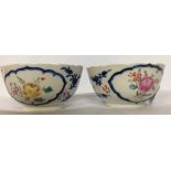 A PAIR OF 18TH CENTURY ENGLISH PORCELAIN TEA BOWLS Each painted in underglaze blue forming a