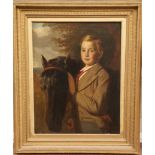 M. ROBINSON, OIL ON CANVAS A boy and pony in a landscape, signed lower right and contained in an