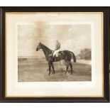 EMILADAM, A LARGE BLACK AND WHITE HUNTING PRINT Of a horse and jockey, signed, Touchstone colour