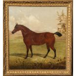 C.B. SPALDING, 1832 - 1875, OIL ON CANVAS Hunter in a landscape, contained in ornate gilt frame. (