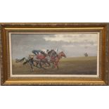 NEIL CAWTHORNE, CONTEMPORARY, OIL ON CANVAS Titled 'Newmarket Exercise', signed and contained in a