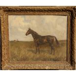 LIONEL EDWARDS, OIL ON CANVAS Landscape, an Aldborough racehorse, signed and antique gilt framed. (