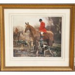 SIR ALFRED MUNNINGS, 1878 - 1959, COLOURED PRINTS Hunting, framed and glazed. (22" x 20") (22" x