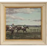 CHARLES CHURCH, OIL ON CANVAS Titled 'NH Racing', signed and contemporary framed. (18" x 20")
