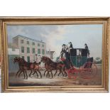 CHARLES BRANSCOMBE, 1803 - 1819, OIL ON CANVAS 'Bath Bristol London Stagecoach', signed and