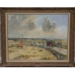 MICHAEL LYNE, B. 1912, OIL ON CANVAS Hunting scene with stagecoach, signed and contained in a