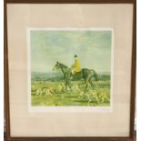 SIR ALFRED MUNNINGS, 1878 - 1959, A SIGNED PRINT Huntsman and Hounds in a landscape, pencil