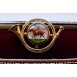 MARCUS & CO., A RARE EDWARDIAN 14CT GOLD ESSEX CRYSTAL Fox hunting, stamped with makers mark 'Marcus