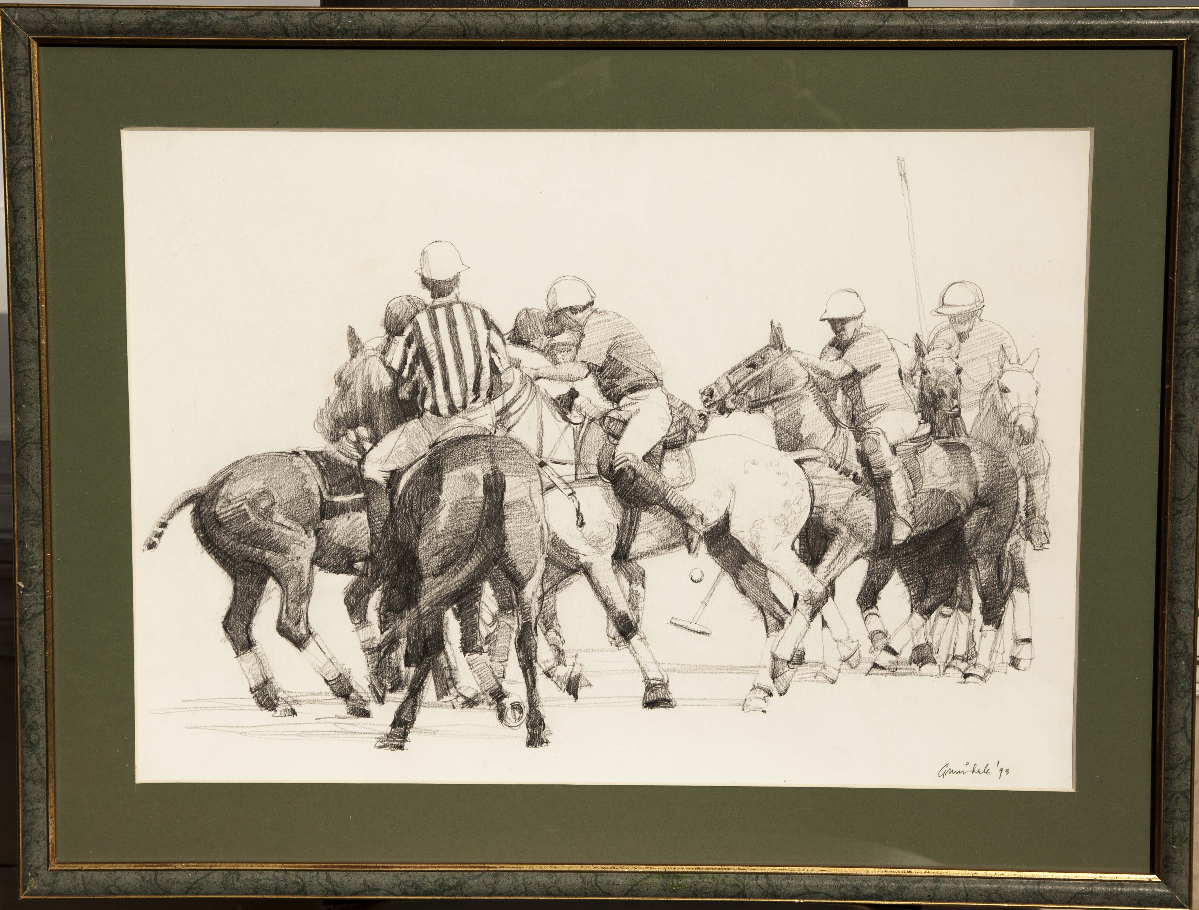 MICHAEL GRIMSDALE, CONTEMPORARY, OIL ON CANVAS 'Polo Match', signed and contemporary framed. (24"