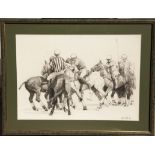 MICHAEL GRIMSDALE, CONTEMPORARY, OIL ON CANVAS 'Polo Match', signed and contemporary framed. (24"