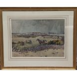 PETER BIEGEL, B. 1913 - 1988, WATERCOLOUR Titled 'Punchestown Racecourse', signed, glazed, framed