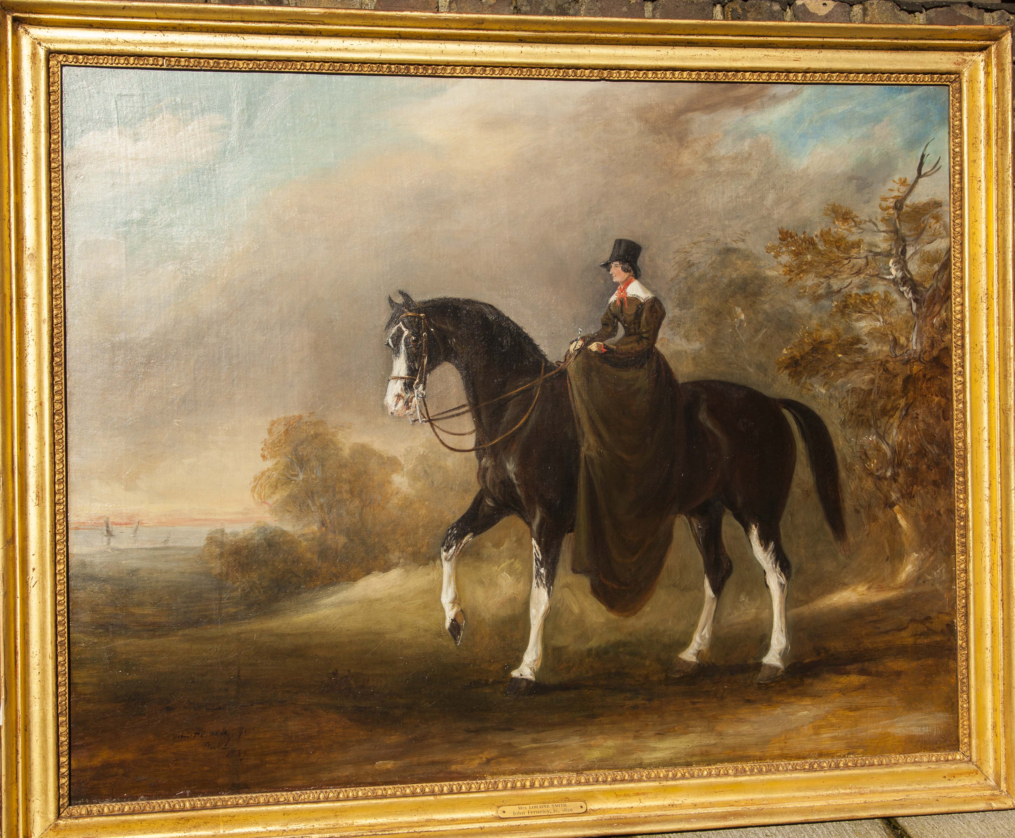 JOHN FERNERLY SNR, 1782 - 1860, OIL ON CANVAS Titled 'Mrs Lorraine Smith', signed, gilt framed and